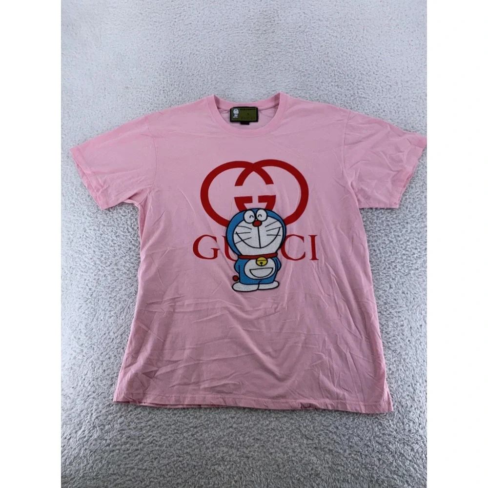 Gucci X Doraemon Shirt Mens Small Pink Made in Italy Anime Designer Tee Cartoon